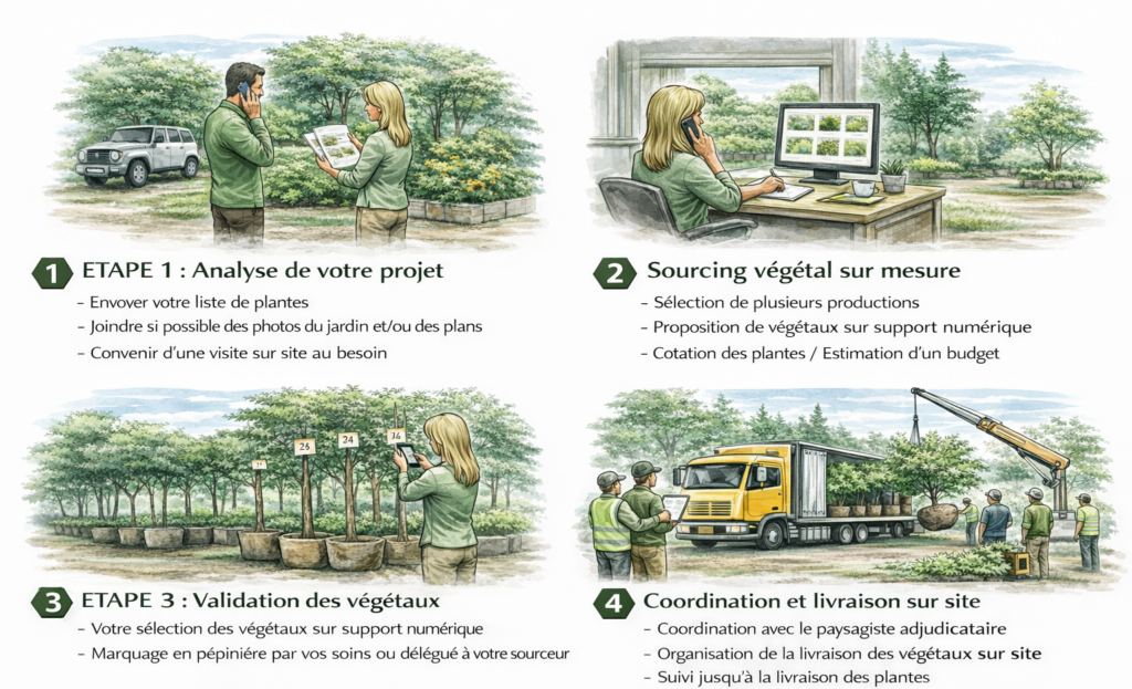 Infographie comment travaille Plantideal avec les paysagistes